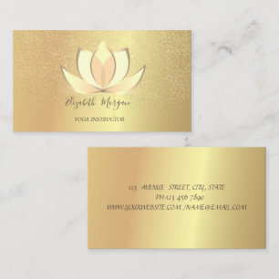 Carte De Visite Élégant Lotus Gold Confetti Yoga professionnel