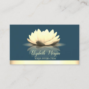 Carte De Visite Élégant Lotus Gold Stripe Yoga