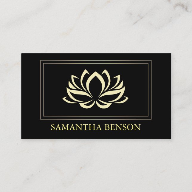 Carte De Visite Élégant Lotus Logo Yoga Guérir la santé Méditation (Devant)
