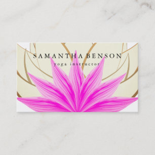 Carte De Visite Élégant Lotus Lotus Rose & Or Logo Yoga