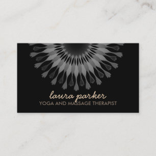 Carte De Visite Élégant Lotus noir Fleur Yoga Soigner la santé