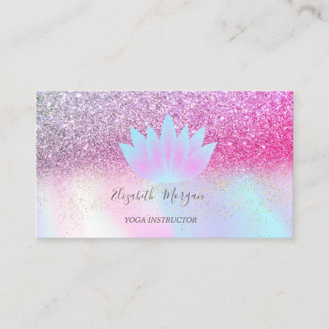 Carte De Visite Élégant Lotus Parties scintillant Confetti Hologra (Devant)