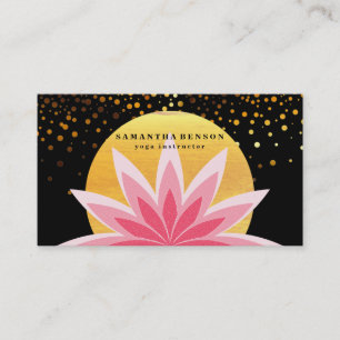 Carte De Visite Élégant Lotus rose Fleur Logo Yoga Santé de guéris