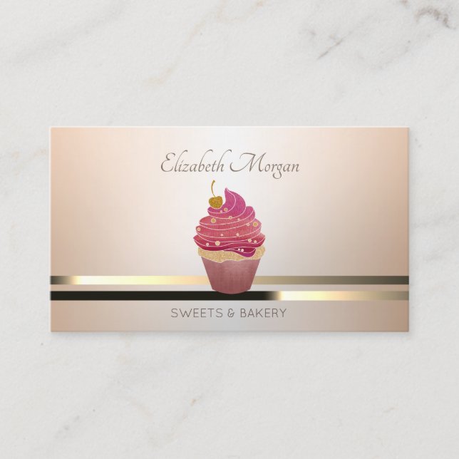 Carte De Visite Élégant Luminouse Professionnelle Cupcake (Devant)