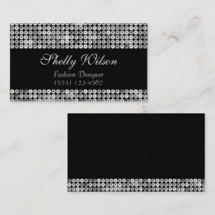 Carte De Visite Elégant Lux Silver Sequin Fashion Designer