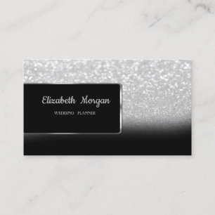 Carte De Visite Élégant Luxe Argent Paillettes Bokeh Ombré