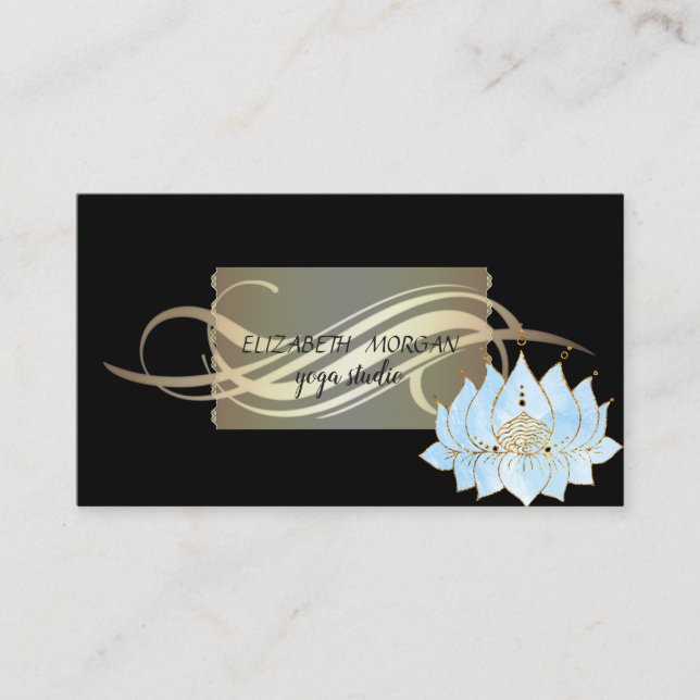 Carte De Visite Elégant Luxe Black Lotus Blue Yoga (Devant)
