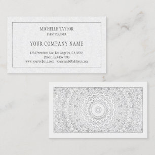 Carte De Visite Elégant Luxe Blanc Silver Mandala Professional