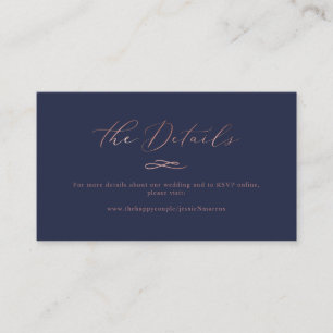 Carte De Visite Elegant Luxe Calligraphy Rose Gold Détails Mariage