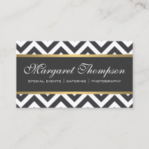 Carte De Visite Elégant Luxe Chevron Motif Gold Trim