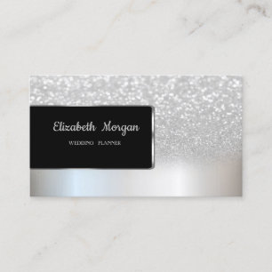 Carte De Visite Élégant Luxe Chic Argent Paillettes Bokeh Ombré