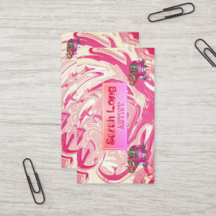 Carte De Visite Elégant Luxe Doux Marbre rose avec Eléphant Bus