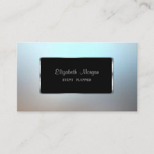 Carte De Visite Elégant Luxe Élégant, Moderne, Cadre Noir, Bleu