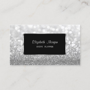 Carte De Visite Elégant Luxe élégant, Moderne, Silver GlitterBokeh