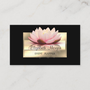 Carte De Visite Elégant Luxe Élégant, Noir, Cadre, Lotus