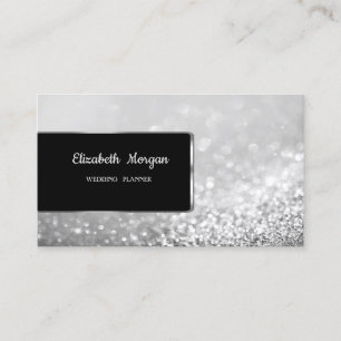 Carte De Visite Elégant luxe élégant Parties scintillant argent Bo