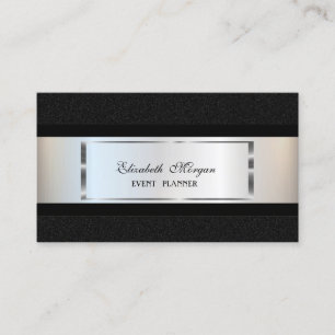 Carte De Visite Elégant luxe moderne, Cadre argent, Noir