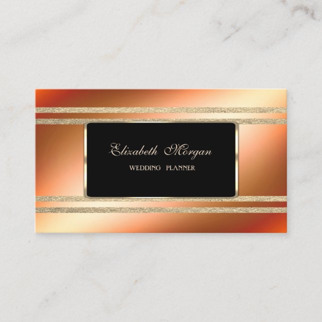 Carte De Visite Élégant Luxe Moderne Faux Gold Glittery Stripes (Devant)