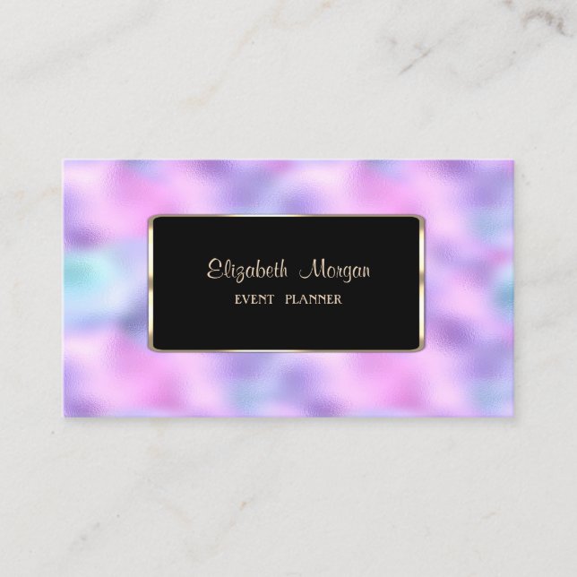 Carte De Visite Elégant Luxe Moderne Holographique Iridescente (Devant)