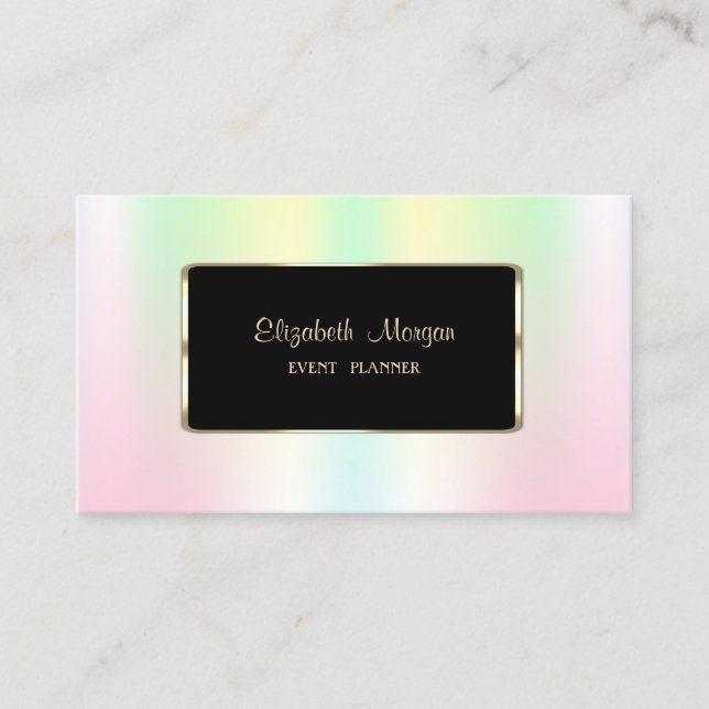 Carte De Visite Elégant Luxe Moderne Holographique Iridescente (Devant)