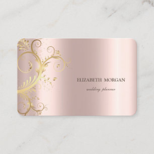 Carte De Visite Élégant Luxe Or Tourbillons Or Rose