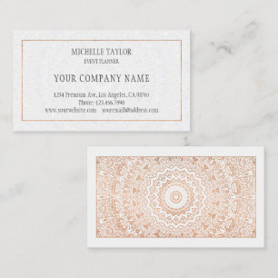 Carte De Visite Elégant Luxe Rose Blanche Or Mandala Glamor