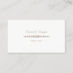 Carte De Visite Elégant Luxe Simple, Blanc, Diamants, Perles