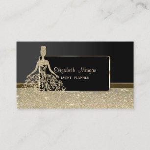 Carte De Visite Elégant Luxe Stylé, Robe de Glitterie Or Faux
