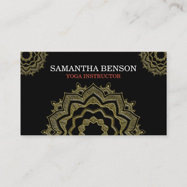 Carte De Visite Élégant luxueux Mandala Lotus Logo Yoga Instructeu (Devant)
