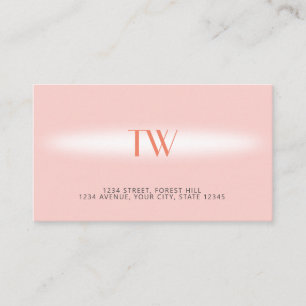 Carte De Visite Élégant Luxueux Moderne Rose Pâle Monogrammé