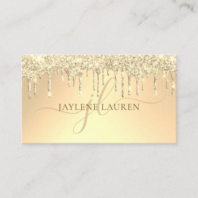 Carte De Visite Elégant Luxury Gold Parties scintillant Drives Mon (Devant)