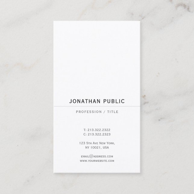 Carte De Visite Elegant Luxury Signature UV Gloss Paper Vertical (Devant)