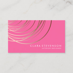 Carte De Visite Élégant magenta géométrique en or faux rose
