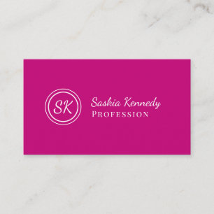 Carte De Visite Élégant Magenta Pink Script Professional Monogra
