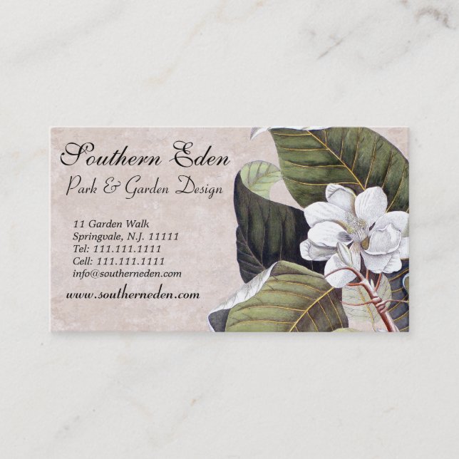 Carte De Visite Elégant Magnolia avec Vintage Textures Arrière - p (Devant)