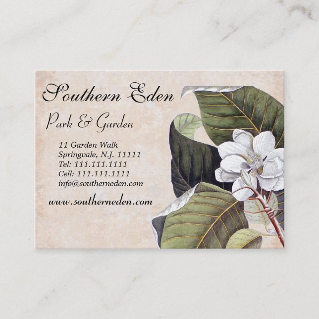 Carte De Visite Elégant Magnolia Collage Jardin Vintage (Devant)