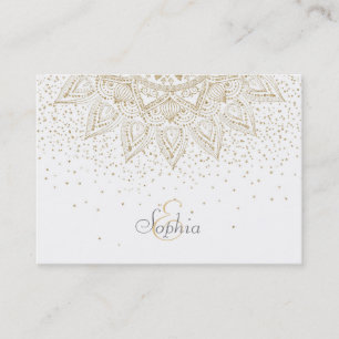 Carte De Visite Elégant Mandala Confetti Design Or