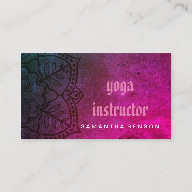 Carte De Visite Élégant Mandala Flower Logo Yoga Instructeur (Devant)