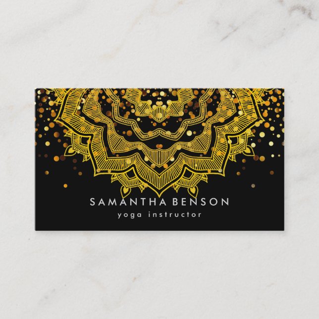 Carte De Visite Élégant Mandala Lotus Flower Logo Yoga Instructeur (Devant)
