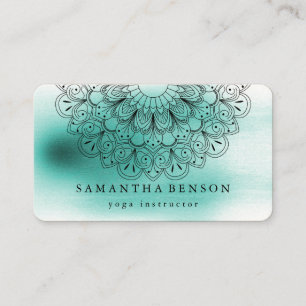 Carte De Visite Élégant Mandala Lotus Flower Logo Yoga Instructeur