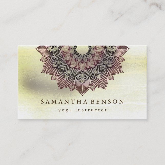 Carte De Visite Élégant Mandala Lotus Flower Logo Yoga Instructeur (Devant)