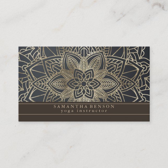 Carte De Visite Élégant Mandala Lotus Flower Logo Yoga Instructeur (Devant)