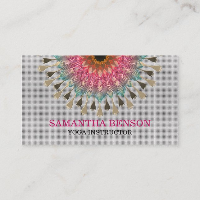 Carte De Visite Élégant Mandala Lotus Logo Yoga Instructeur (Devant)