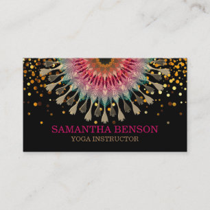 Carte De Visite Élégant Mandala Lotus Logo Yoga Instructeur