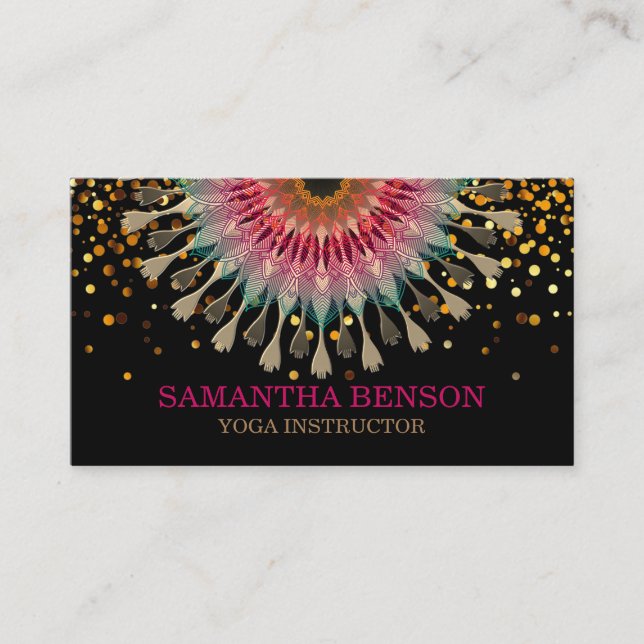 Carte De Visite Élégant Mandala Lotus Logo Yoga Instructeur (Devant)