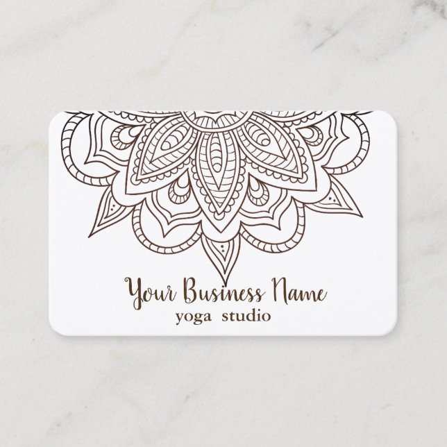 Carte De Visite Élégant Mandala White Chic Classy Yoga Instructeur (Devant)