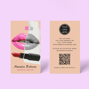 Carte De Visite Élégant maquillage Artiste Collage Photo Lip Rose 