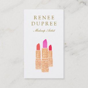 Carte De Visite Élégant maquillage Artiste Rose Gold Lipsticks