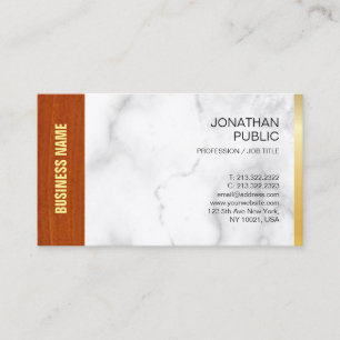 Carte De Visite Elégant Marble Bois Gold Company Plaine Luxe