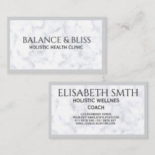 Carte De Visite Élégant Marble Wellness Coaching Professionnel